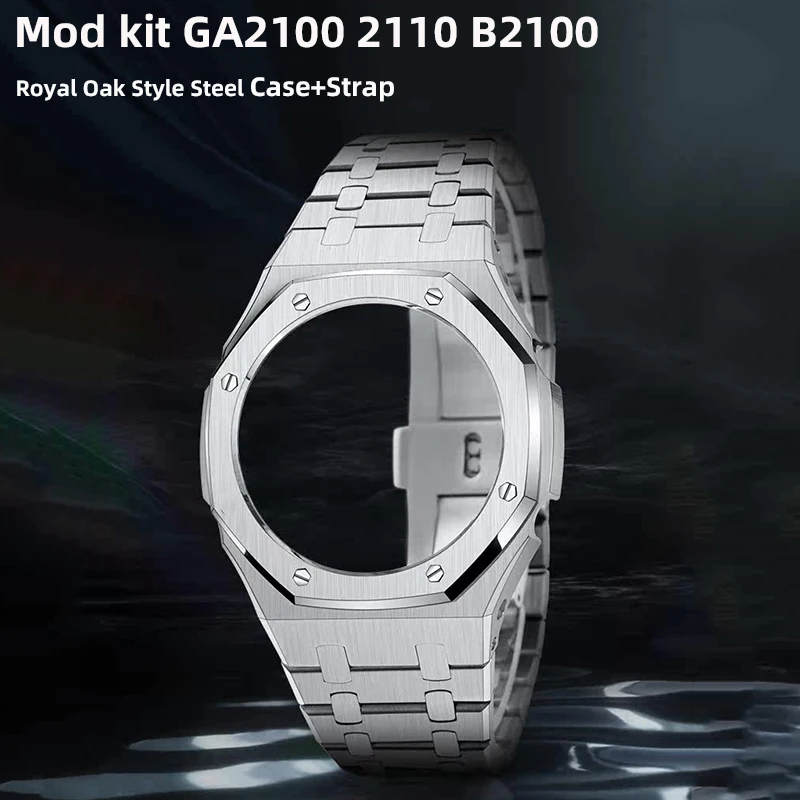 GA2100 Mod Kit Metal Case For G-SHOCK Casio Farmhouse oak GA-2100 2110 GAB2100 Stainless Steel Case Watchband Strap Upgrade part