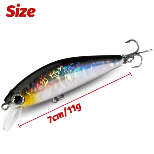 Imagen 2 del producto Señuelo de pececillo de hundimiento lento, 11g, 7cm, tiro largo, Swimbait, Pesca Popper, anzuelo de Pesca de carpa, Lucio, Wobbler, aparejos Jerkbait, cebo de silicona