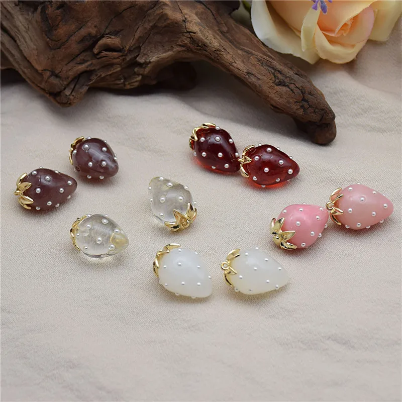 Min order 20pcs/lot color print 3D cartoon strawberry shape acrylic handmade beads diy jewelry bracelet/neckalce accessory