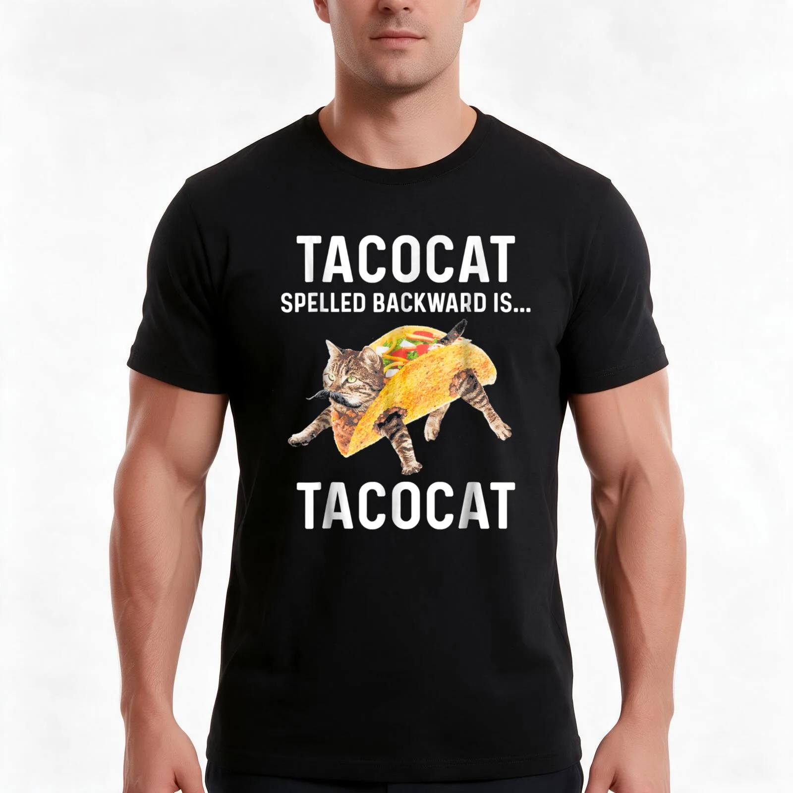 Tacocat Spelled Backward Is Tacocat - Love Cat And Taco T-Shirt Summer Casual Cotton Tee Oversized Streetwear Tops