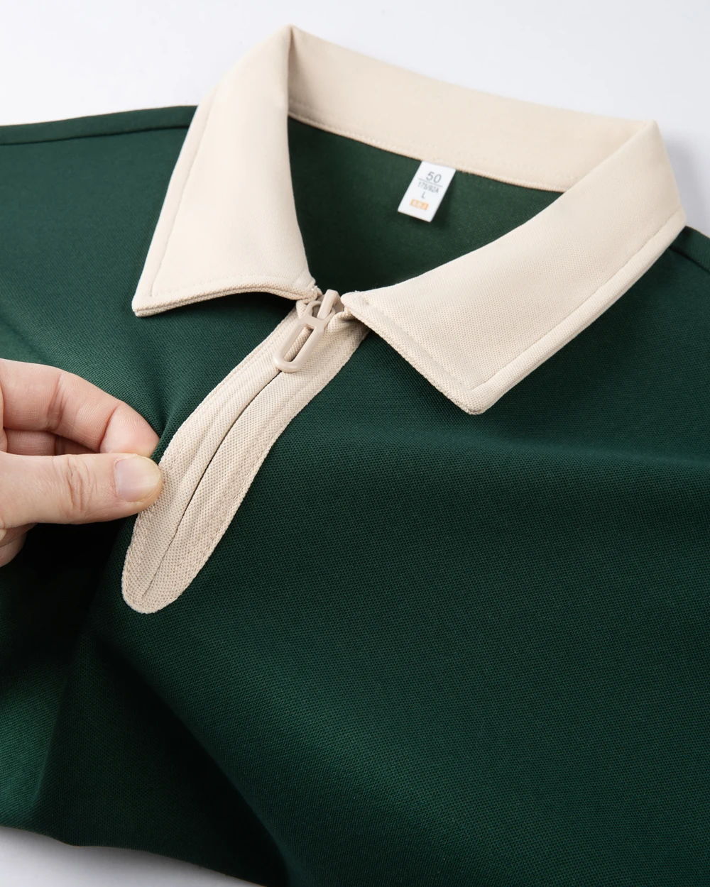 

Personality half zipper short sleeve men's Polo shirt breathable casual Korean style youth fashion color blocked lapel T-shirt