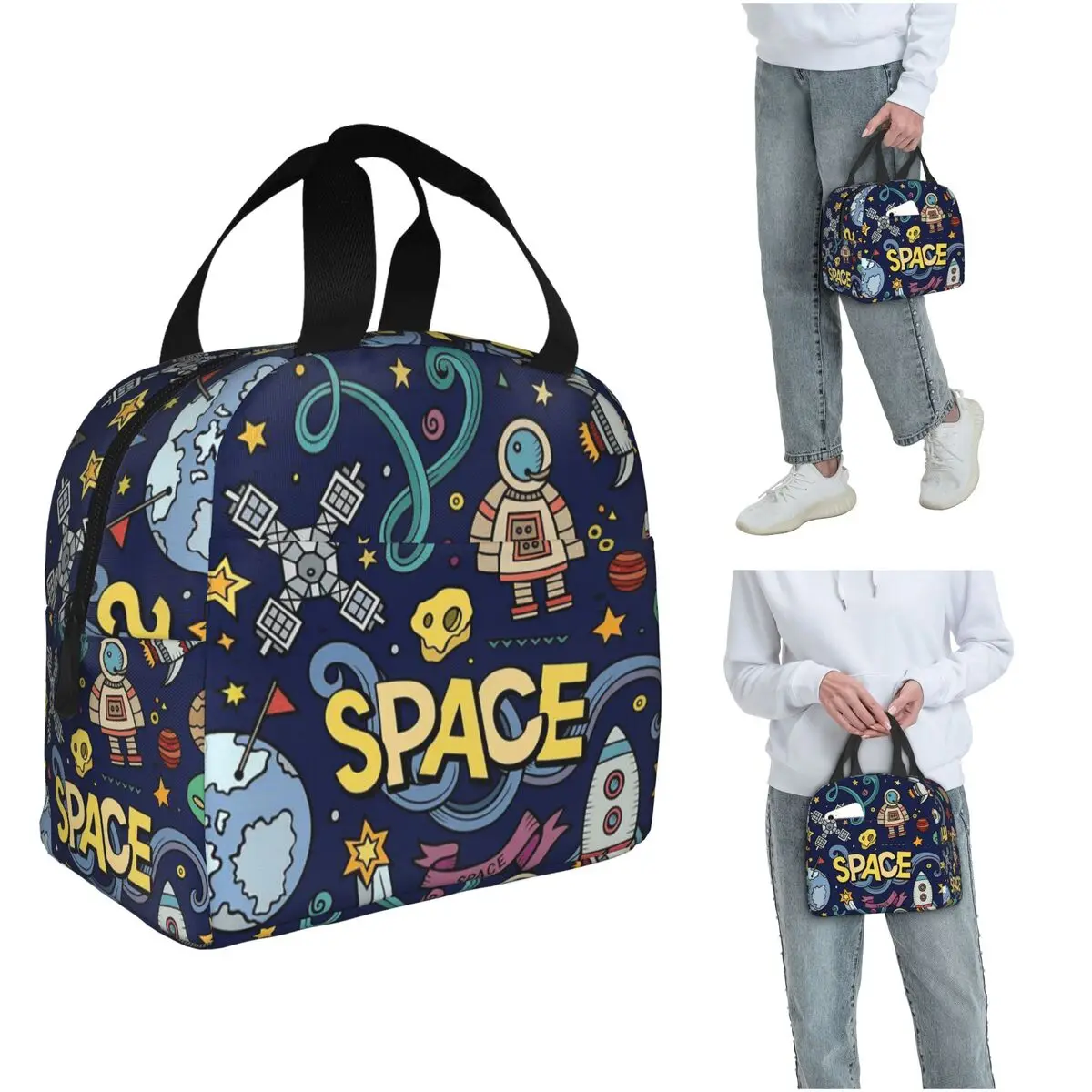 

Space Planet Insulated Lunch Bag for Kids School Cooler Thermal Food Box Tote Portable Lunch Boxes Container