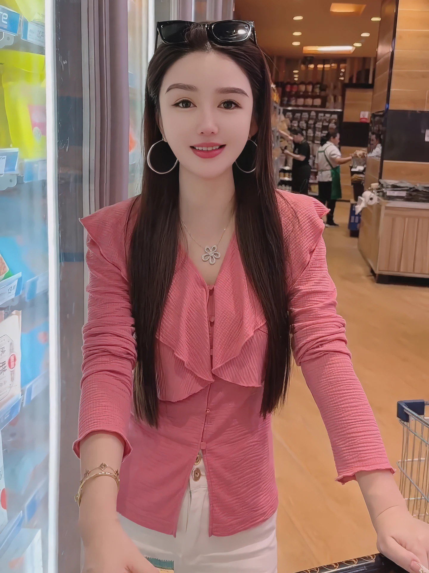 

Sweet Pink Lace Trim irt Women's Slim Fit Long Sve Faionable Versatile Top for Spring 2026 New Sle Body a