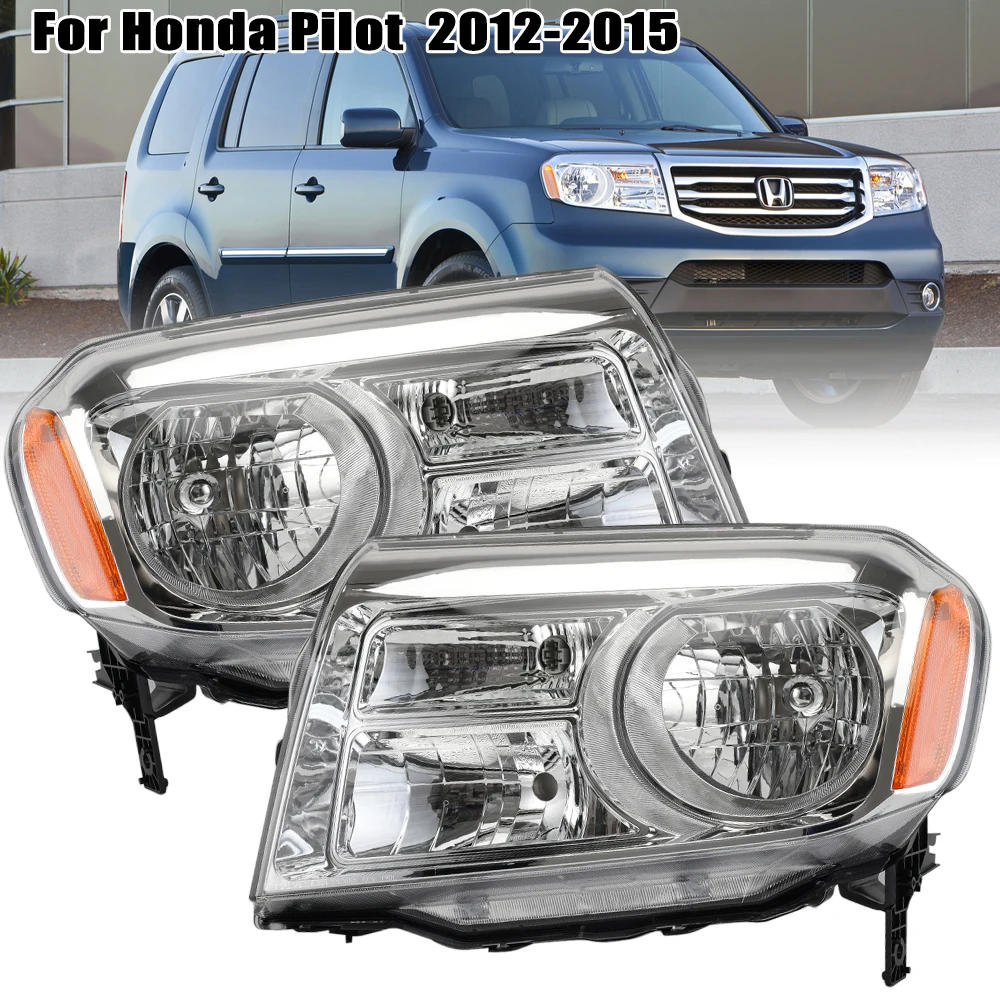 car headlights For Honda Pilot 2012 2013 2014 2015 Chrome Housing Headlights headlamp no bulb Lamps halogen style accessories