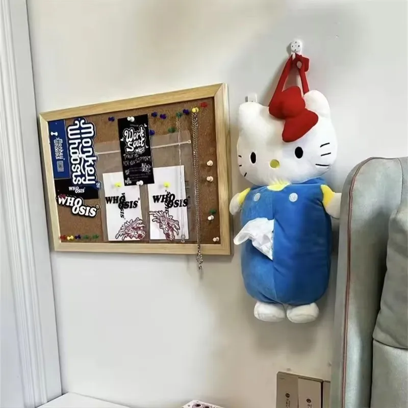 Kawaii Cartoon Sanrio Hello Kitty Furniture Kitchen Storage Hanging Tissue Box Cute Wall Mounted Tissue Cover Girl Birthday Gift