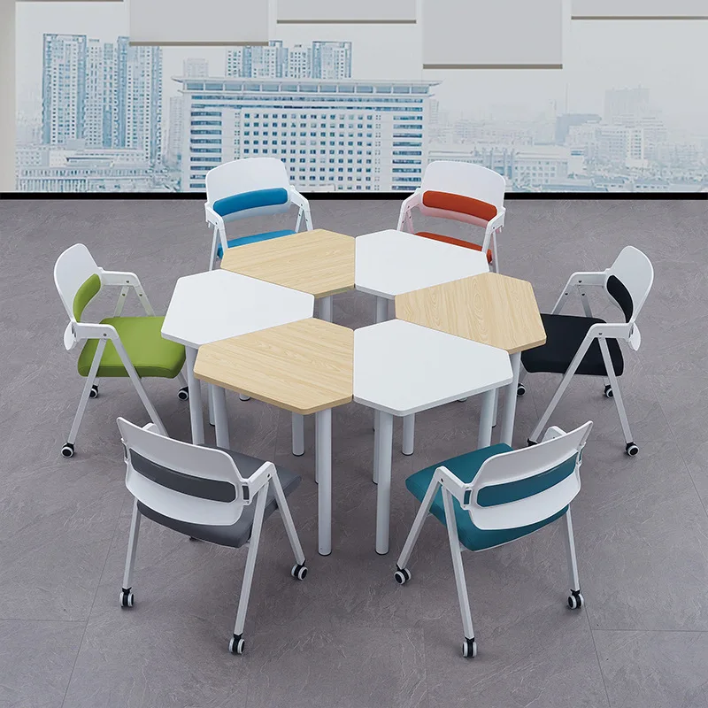 Folding training chair with table board