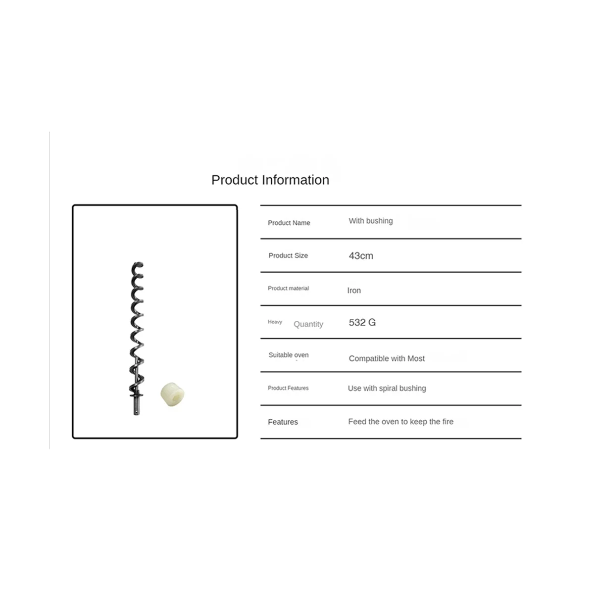 43Cm Iron Feeding Screw with Bushing for Feeding Of Outdoor Wood Oven Short Igniter Screw Accessories