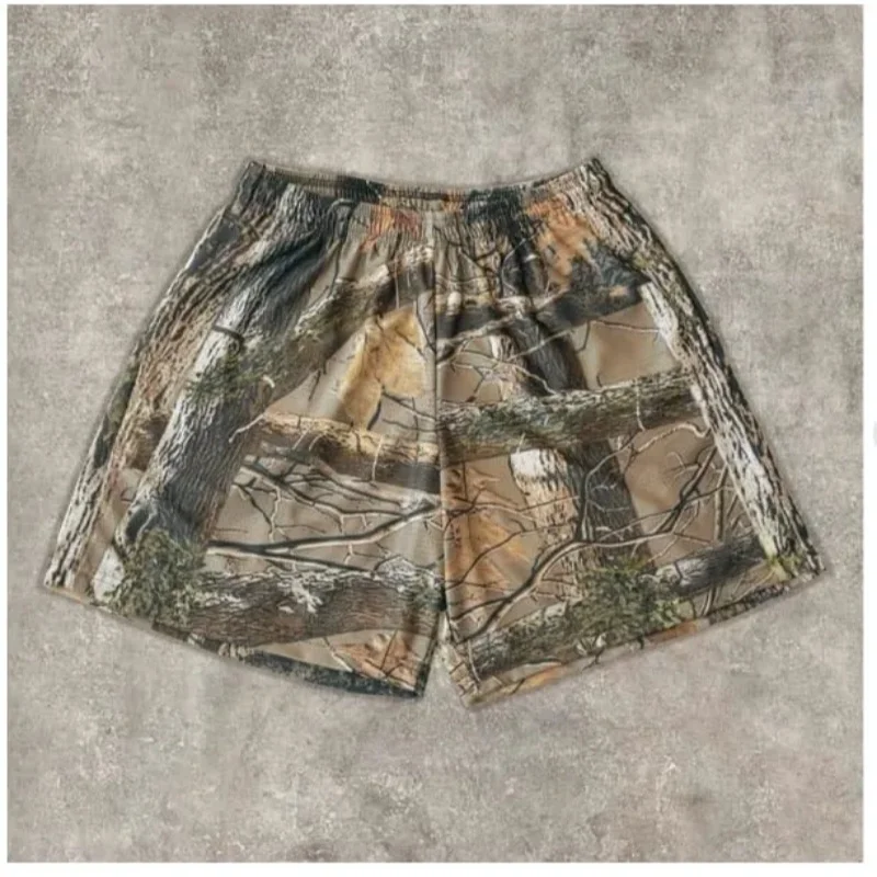 2024 Summer Women Casual Athletic Camouflage Print Shorts Elastic Waist Comfort Loose Jogging Pants Cotton  Gym  Pant