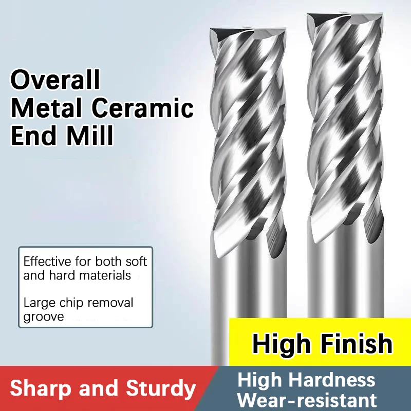 

1pcs 75° Solid Cermet End Mill, 2/4 Flute, Mirror & High Gloss, High Hardness Wear-Resistant Efficient CNC Cutter