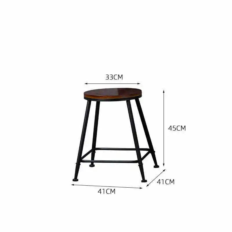 Wysoki stołek Krzesło barowe Bar Stołek barowy z kutego żelaza Nowoczesne lite drewno Proste oparcie Wysokie