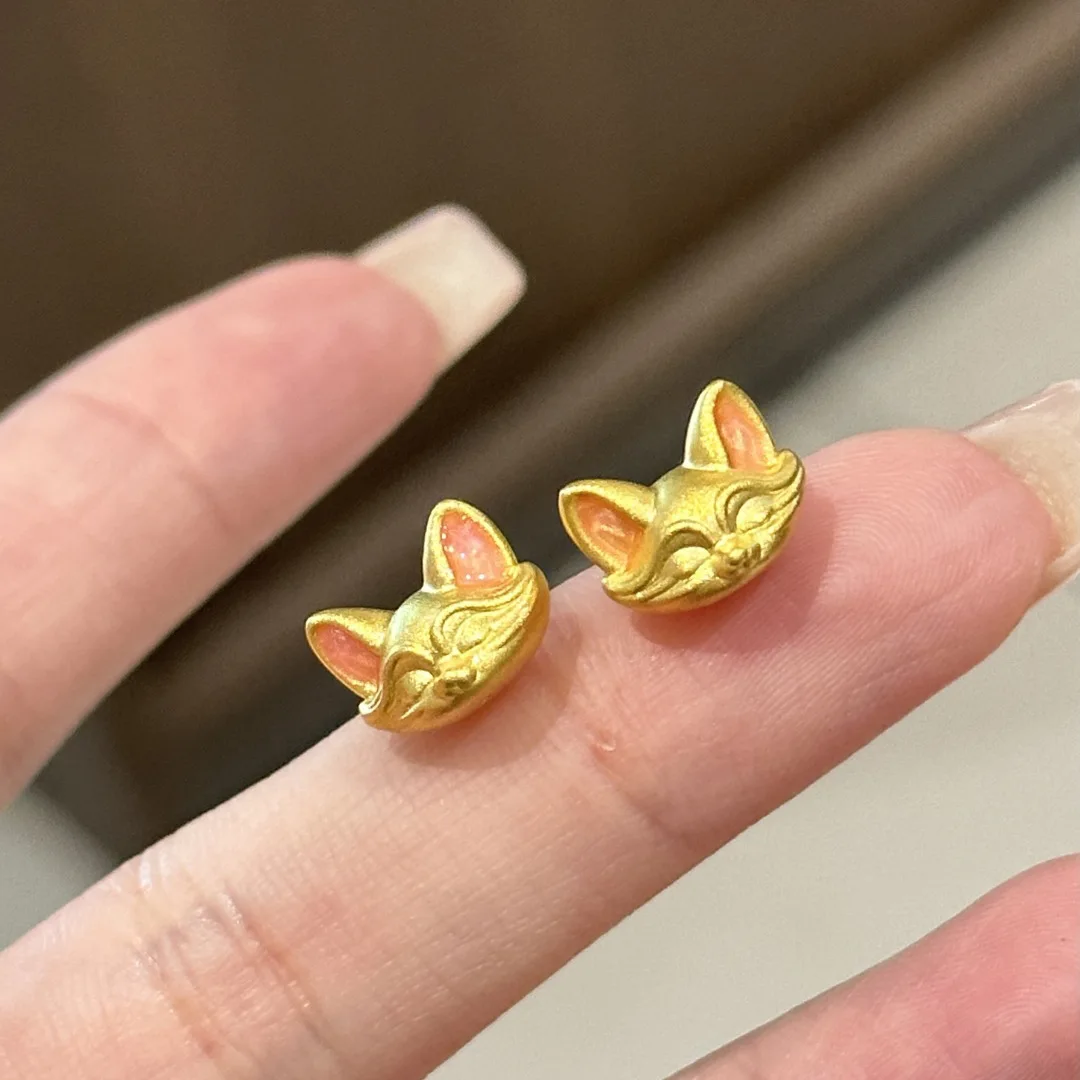 

Cute pink fox earings stud antique gold craftsmanship fashionable retro charms unique earrings for women party jewelry gifts