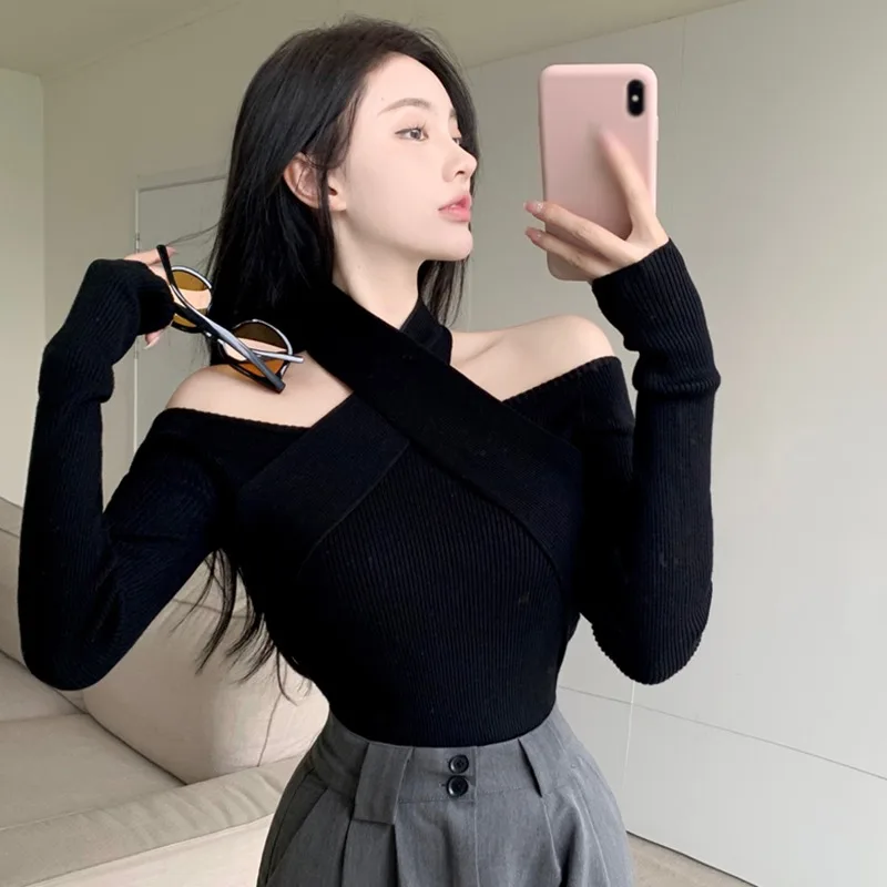 Autumn Winter Knitwear Tops Female Long Sleeve Elastic Casual Knitted Shirts Women Pullover Sweaters