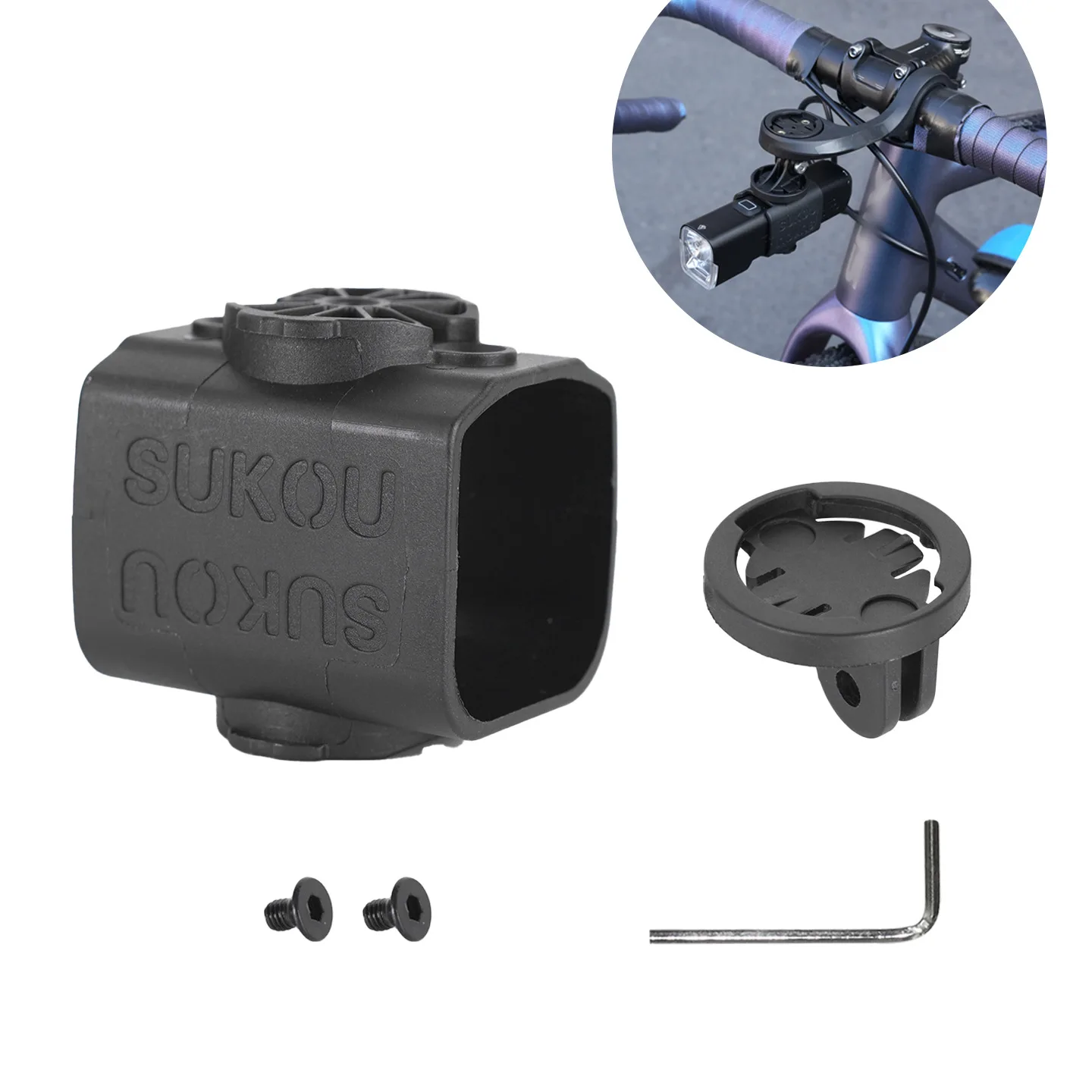 

SUKOU Quick Release Bike Light Mount Adapter 90° Rotation Support Inverted & Forward Installation for Supfire BL12 Road MTB