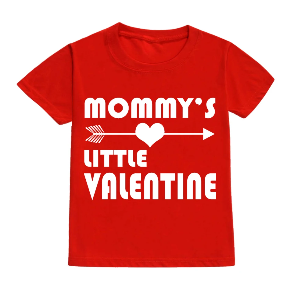 Daddy and Momy\'s Valetine Print Kids T Shirt Child Red Shirts Tops Boys Girls T-Shirt Valentine\'s Day Party Gifts Casual Clothes