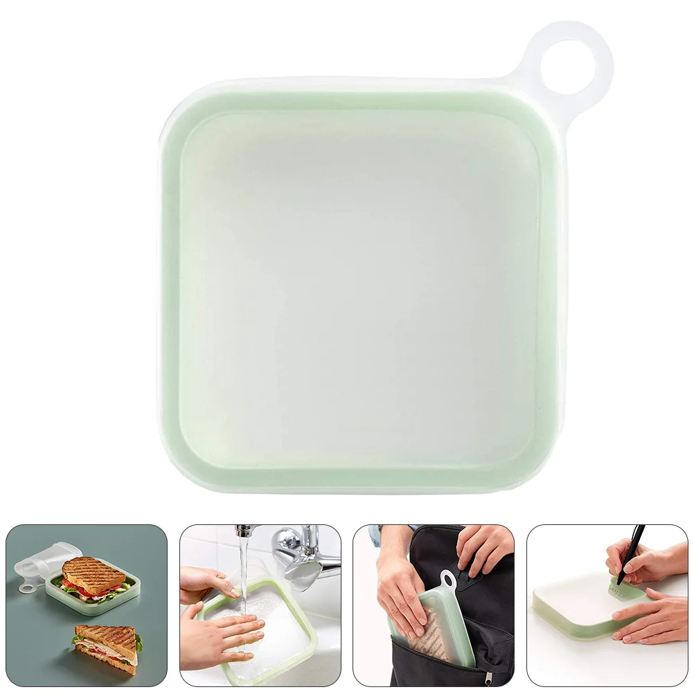 

Portable Food Container Lunch Box Transparent Silica Gel Safe Small School Work Picnic Camping