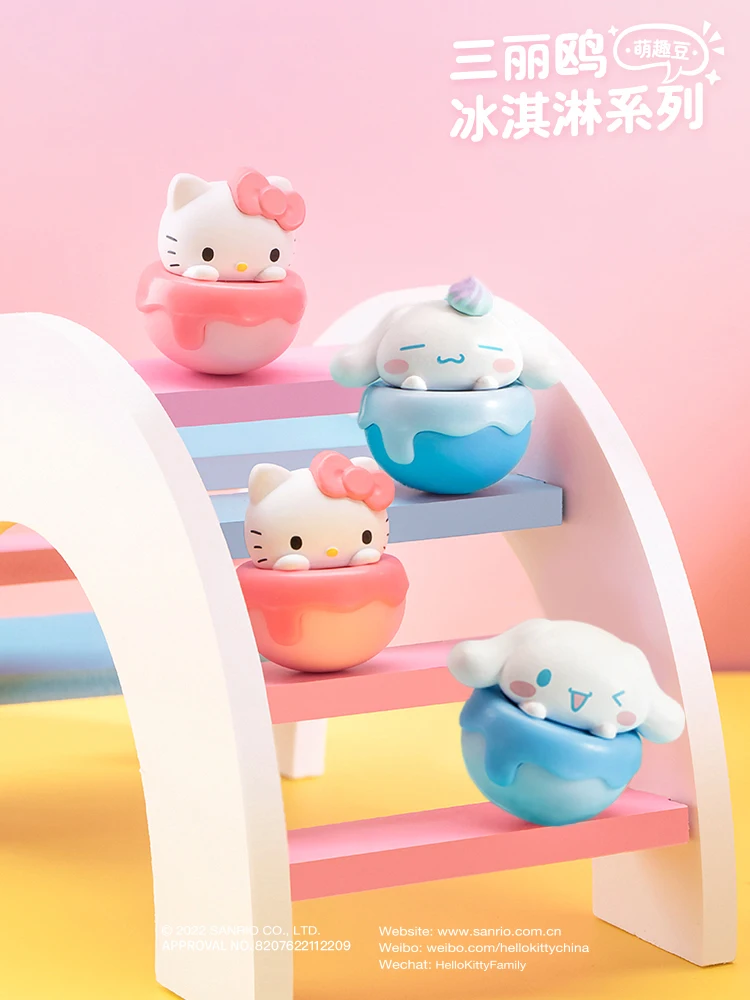 Kawaii Sanrio Genuine Anime Figures Kuromi My Melody Hello Kitty Cinnamoroll Ice Cream Mini Figure Dolls Collections Decoration