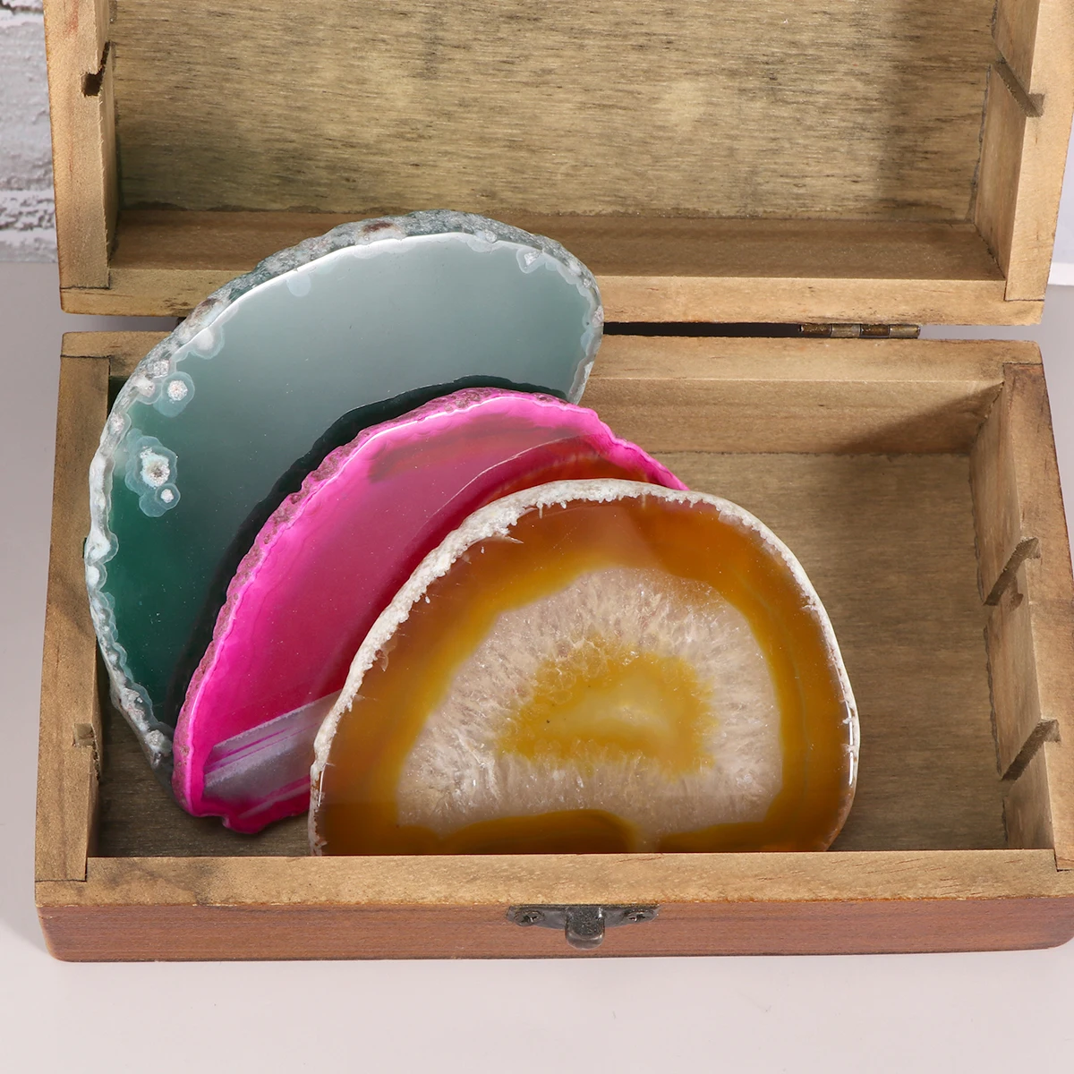 

3pcs Natural Agate Slices Dye Colorful Diy Accessories Pendant Napkin Ring Wedding Decor Centerpiece Gift For Women Girls Slight