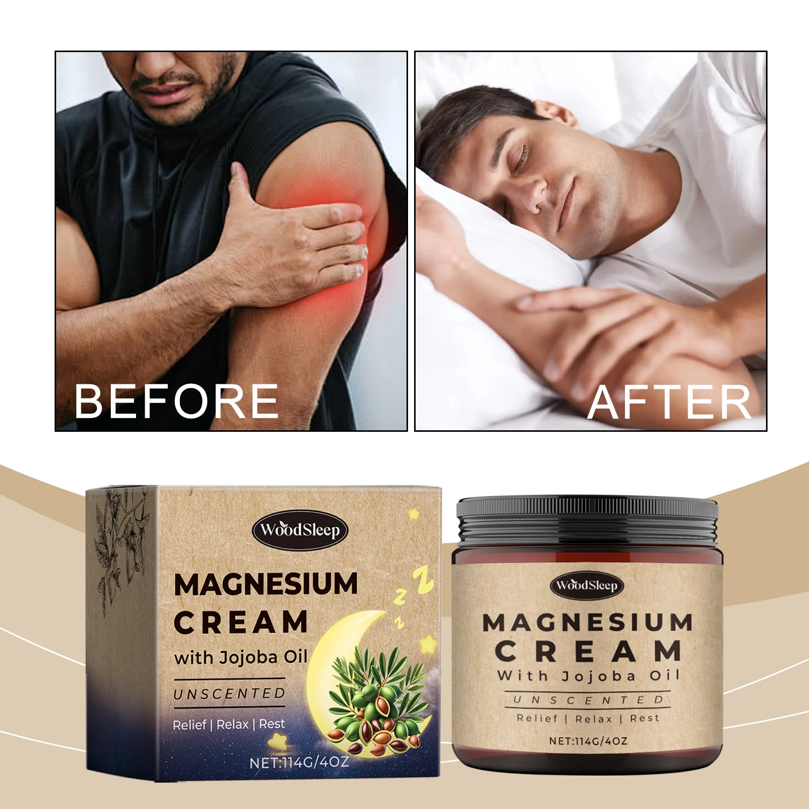 

WoodSleep Sleep Magnesium Cream Gentle Nourishing Body Skin Care Sleep Body Care Sleep Magnesium Cream