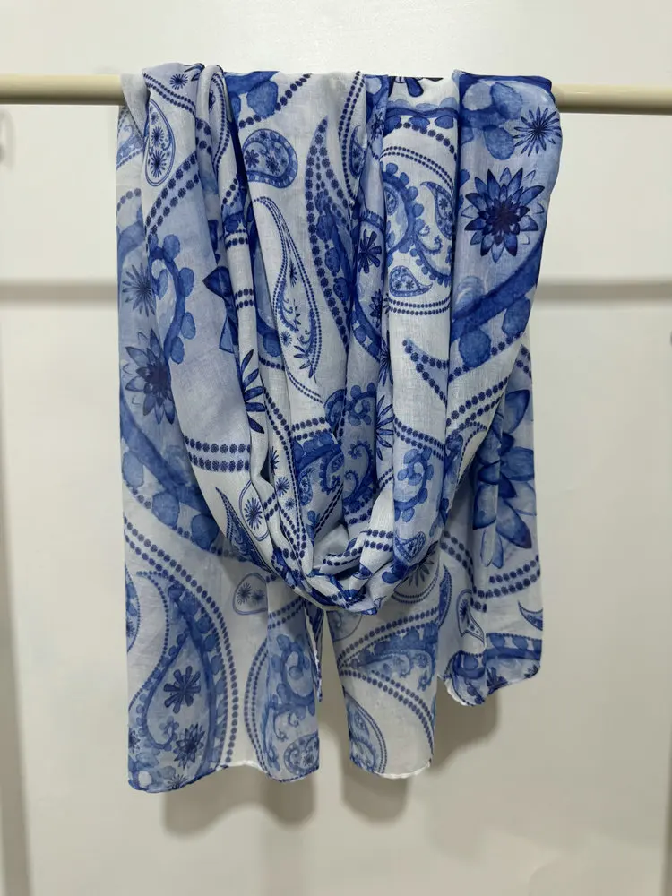 New  Azure Paisley Print Modal Hijab Scarf New Design Scarves Bandana Muslim Shawl Print Headscarf Head Scarfs Women Bufandas