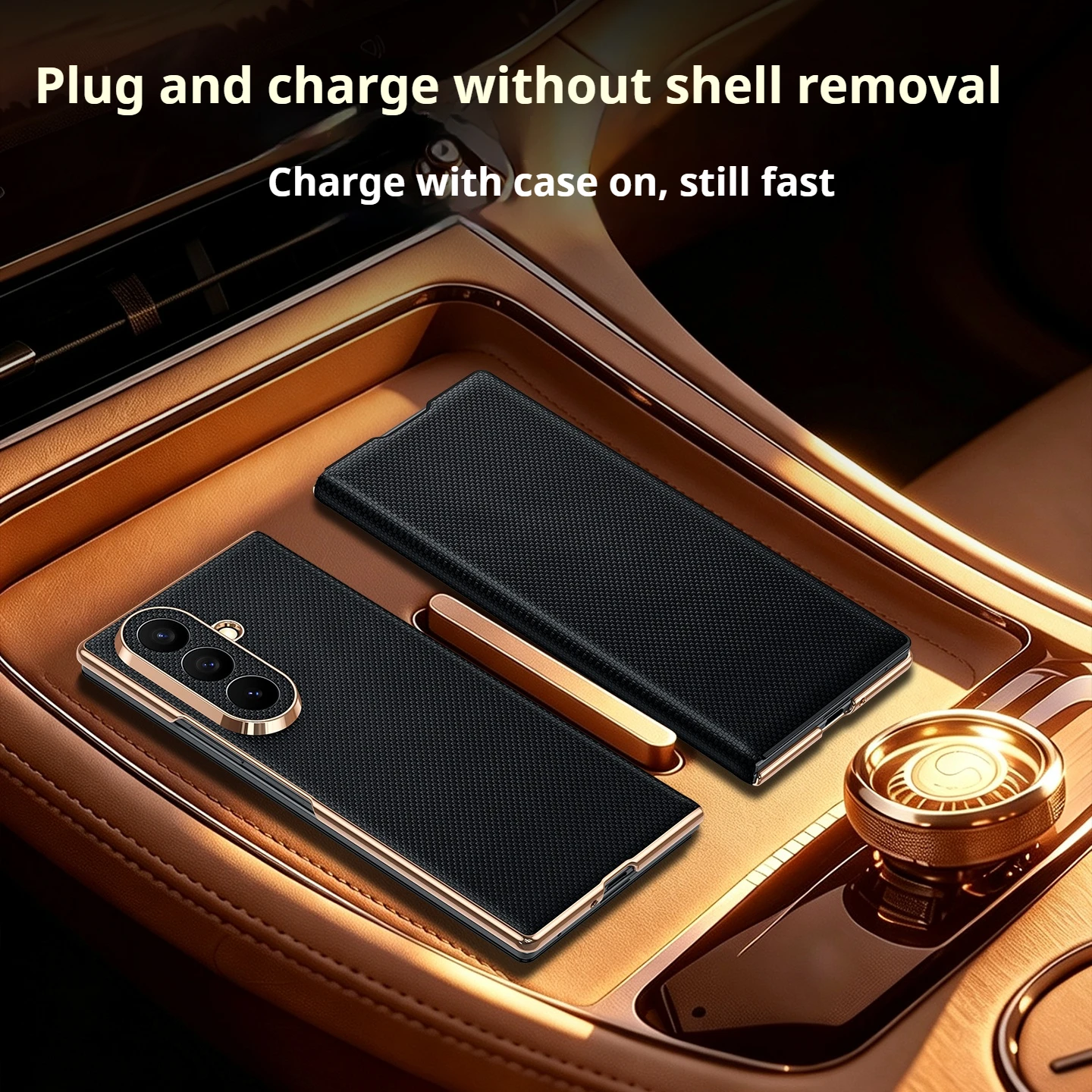 High End Genuine Leather Folding Magnetic Phone Case, For Samsung Galaxy Z Fold 8 Ultra Z Fold 8 7 6 5 Protective Case view 6