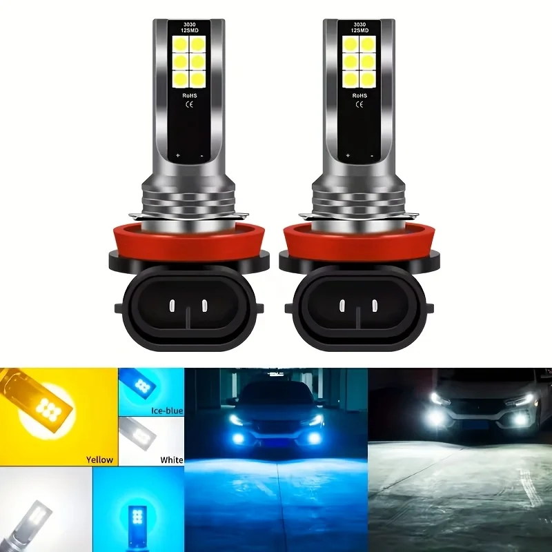 

2pcs Super Bright H11 Led Bulbs H8 H16JPCar 12SMD LED Fog Lights DRL Auto Lamp DC 12V 6000K 3000K 8000K