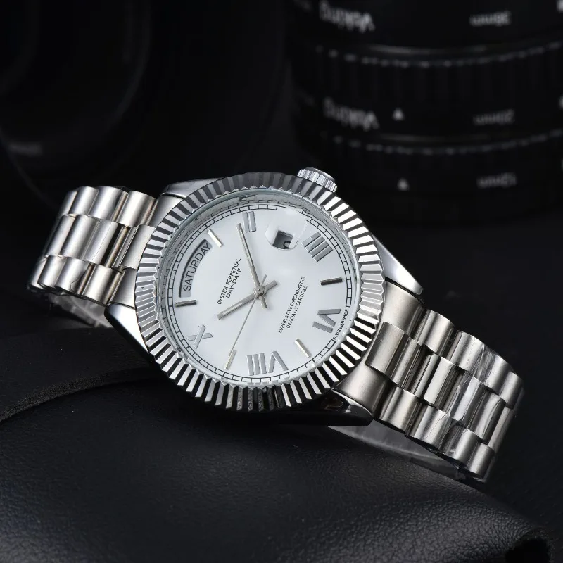 2025 Automatische mechanische Herrenuhr, 3 Zeiger, Edelstahlband, Business-Casual, wasserdicht, Saphirglas, leuchtend