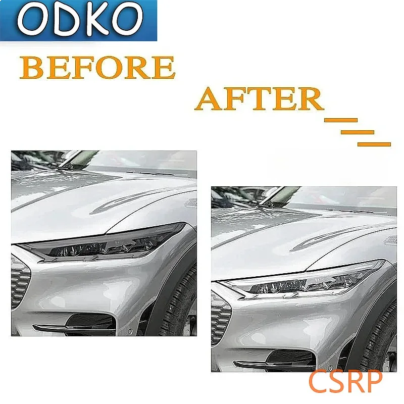 Car Headlight Protective Film Front Light Transparent Smoked Black TPU Sticker 2 Pcs For Ford Mustang Mach E 2021 2022