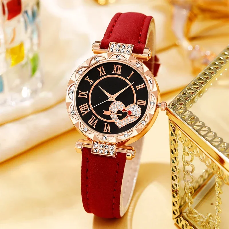 5PCS elegant and romantic women's round dial quartz watches with necklace accessories set, suitable for daily wear - view 2