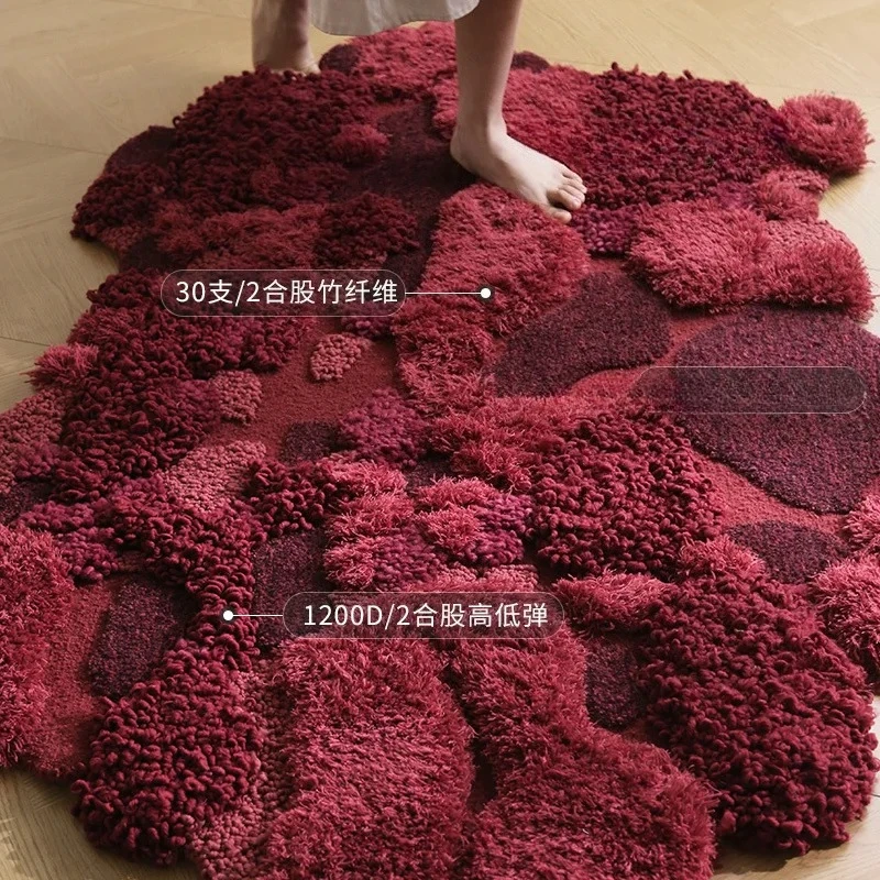 Red silk Xia, fixed dye red, very heavy~ niche art handmade carpet living room villa high-end feeling of good luck