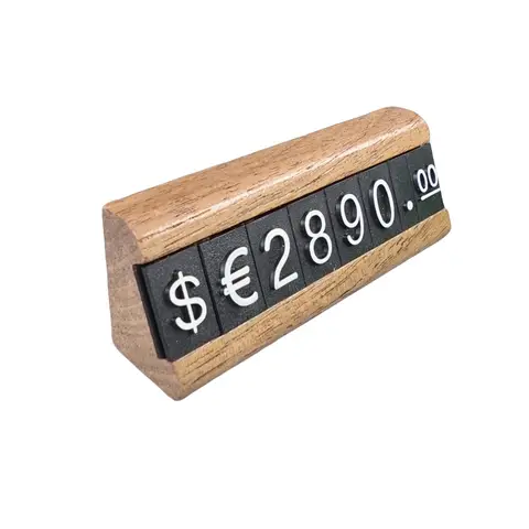 1팩 플라스틱 보석 번호 가격 변경 바 스트립 디스플레이 단단한 나무 스탠드 입자 분리 가능