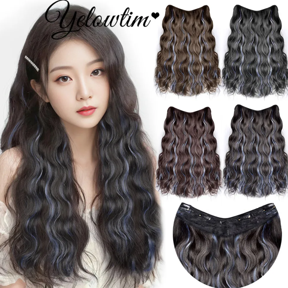 

Synthetic wig curly hair extensions one-piece invisible hair extensions increased volume dyed water ripples women's long hair