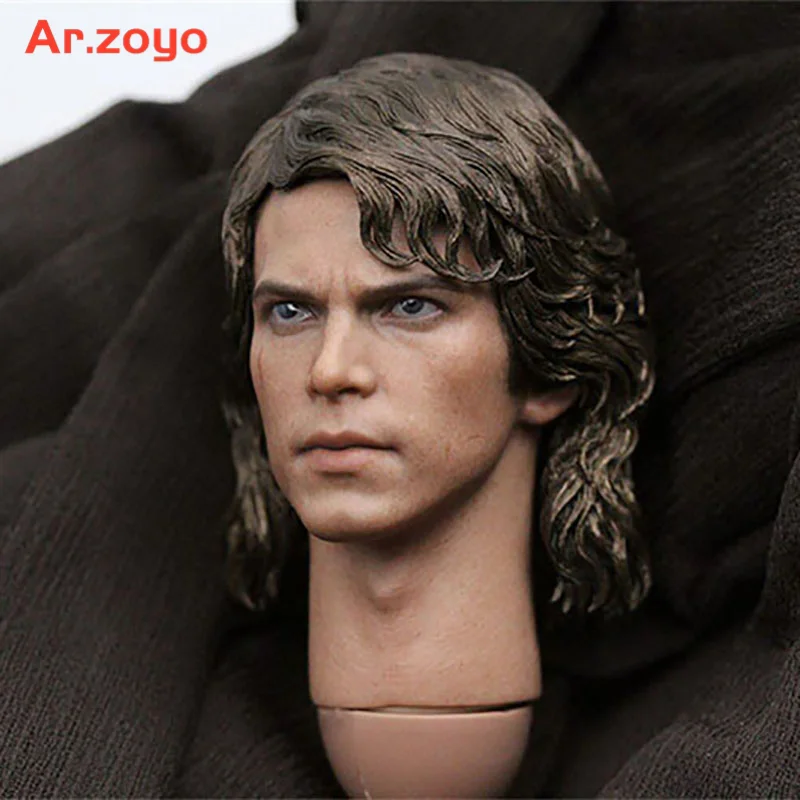 In Stock 1/6 Hayden Christensen Head Sculpt with Neck PVC Anakin Male Soldier Head Carving Fit 12\'\' Action Figure Body Dolls