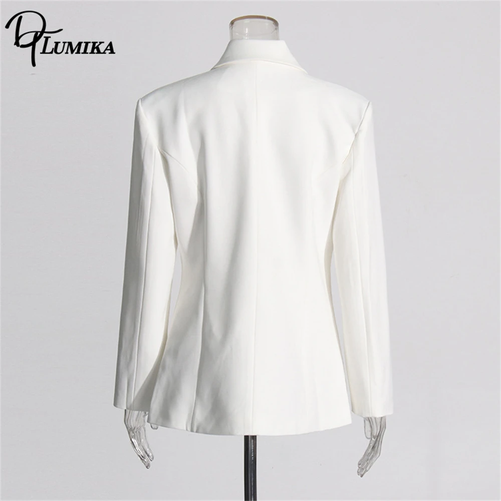 سترة بدلة بيضاء مصممة من DTLumika للنساء، سترة رسمية ضيقة مقاس M-XL للسيدات بنمط نجوم رقعة عمل Tux