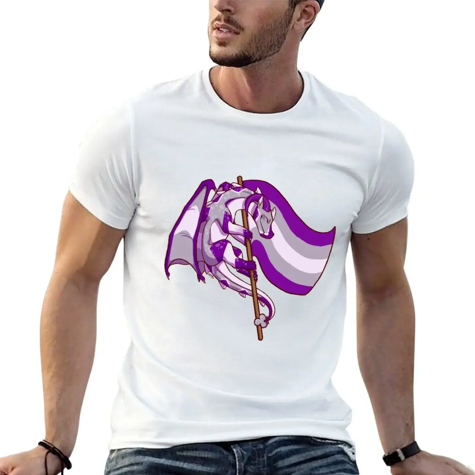 Grey-Asexual Pride Flag Dragon (3rd Edition) T-Shirt designer shirts man t shirt mens workout shirts