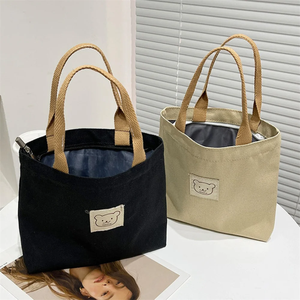 Bear Printed Canvas Tote Bag Women Shopper Handbags Reusable Ladies Casual Storage Bags Large Capacity School Shoulder Bag