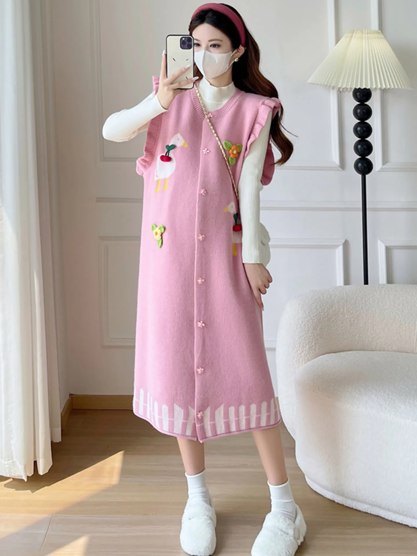 سترة طويلة محبوكة أنيقة للخريف والشتاء، تصميم جديد للنساء، فضفاضة وناعمة، ملابس محبوكة دافئة بياقة مستديرة