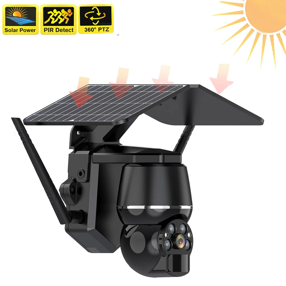Home 3 Câmera de Vigilância sem Fio Wifi 4g Painel Solar ao ar Livre Proteção de Segurança Cctv 360 Ptz Casa Inteligente ip 3mp