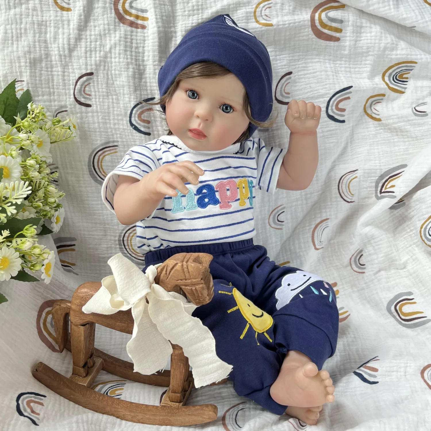 BZDOLL 50 CM Realistyczna Lalka Reborn z Materiału, Ciało z Tkaniny, Zabawka dla Dzieci, Skóra 3D, Księżniczka, Lalka Niemowlę, Uroczy Prezent Urodzinowy