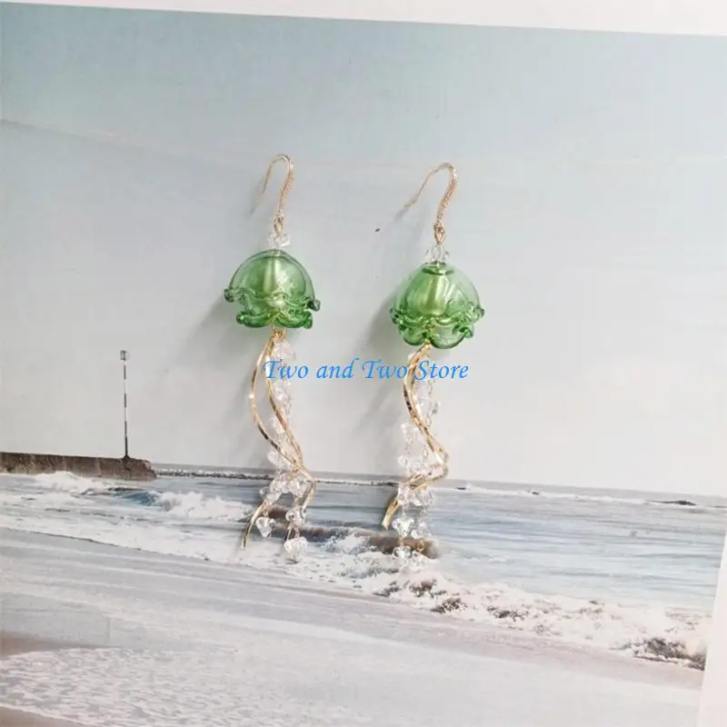 

HX6F Elegant Jellyfish Inspired Earrings Sturdy Alloy AcrylicSustainableJewelry Gift