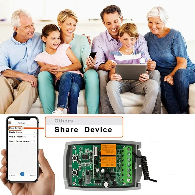 Tuya-ガレージドア用のリモコン,wifiレシーバー,433mhz, 2ch, 12-24v,アプリケーションサポート,音声制御