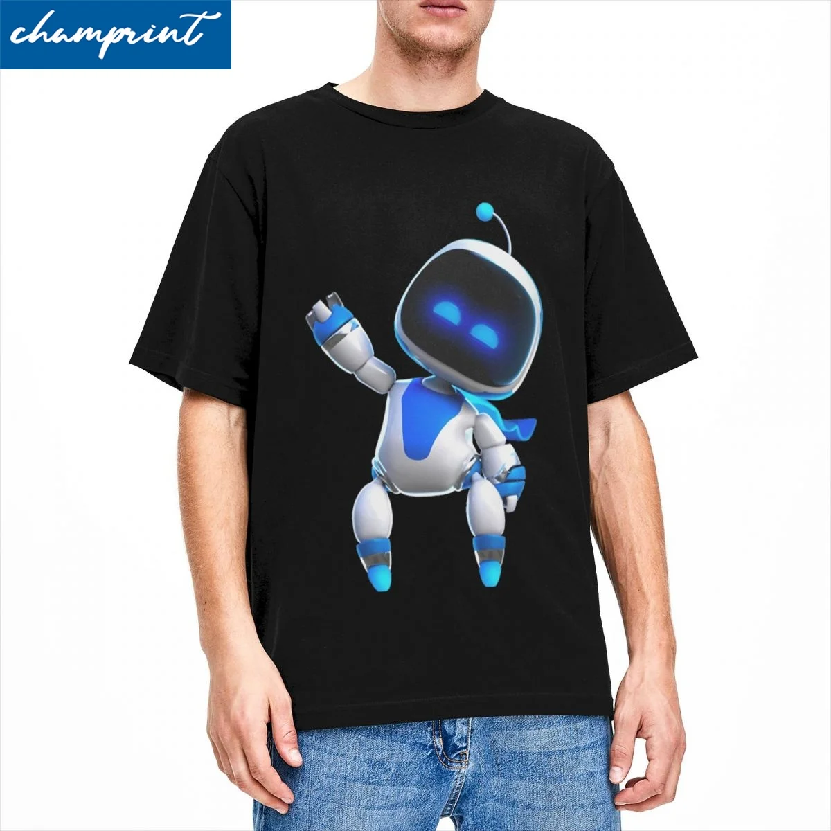 Erkek Kadın T-Shirt Astrobot Karikatür Oyunu Komik Saf Pamuk Tees Kısa Kollu Astros Oyun Odası T Gömlek Ekip Boyun Elbise Baskı