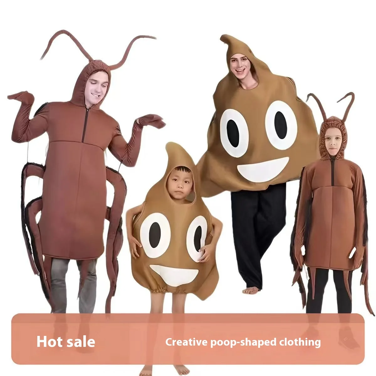 

Halloween Party Parent-Child Costume Funny Toilet Paper Suit Adult Children's Performance Outfit Cartoon Cockroach COS Clothes