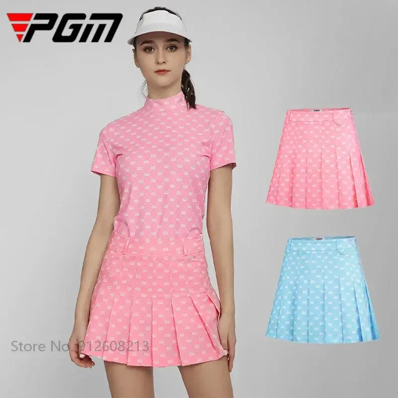 PGM Women Printed Golf Skirt Ladies Waterproof Golf Pleated Skirts Anti-exposure Sports Pantskirt High Waist Fashion Skort XS-XL