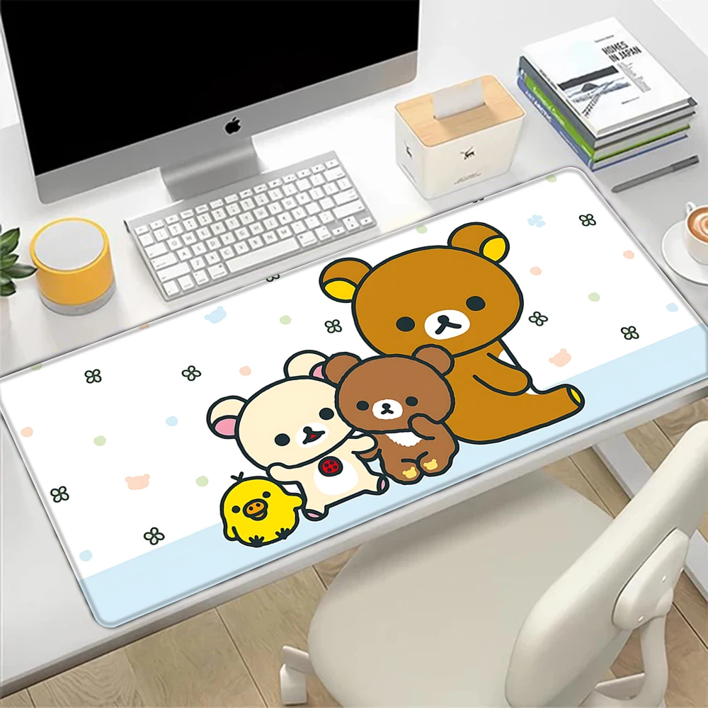 Cartoon Cute Rilakkumas Mousepad HD Printing Computer Gamers Locking Edge Non-slip Mouse Pad XXL90x40cm Keyboard PC Desk Pad