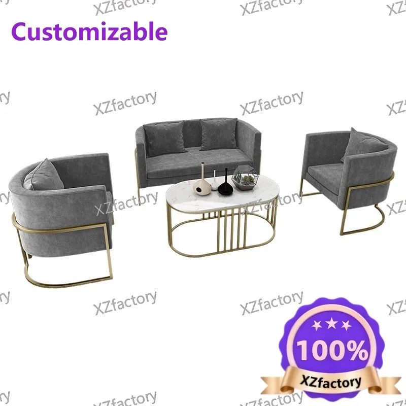 Factory Direct 2026 Top RatedOffice fabric sofa, living room, bedroom, leisure sofa chair, nail salon, wrought iron sofa booth