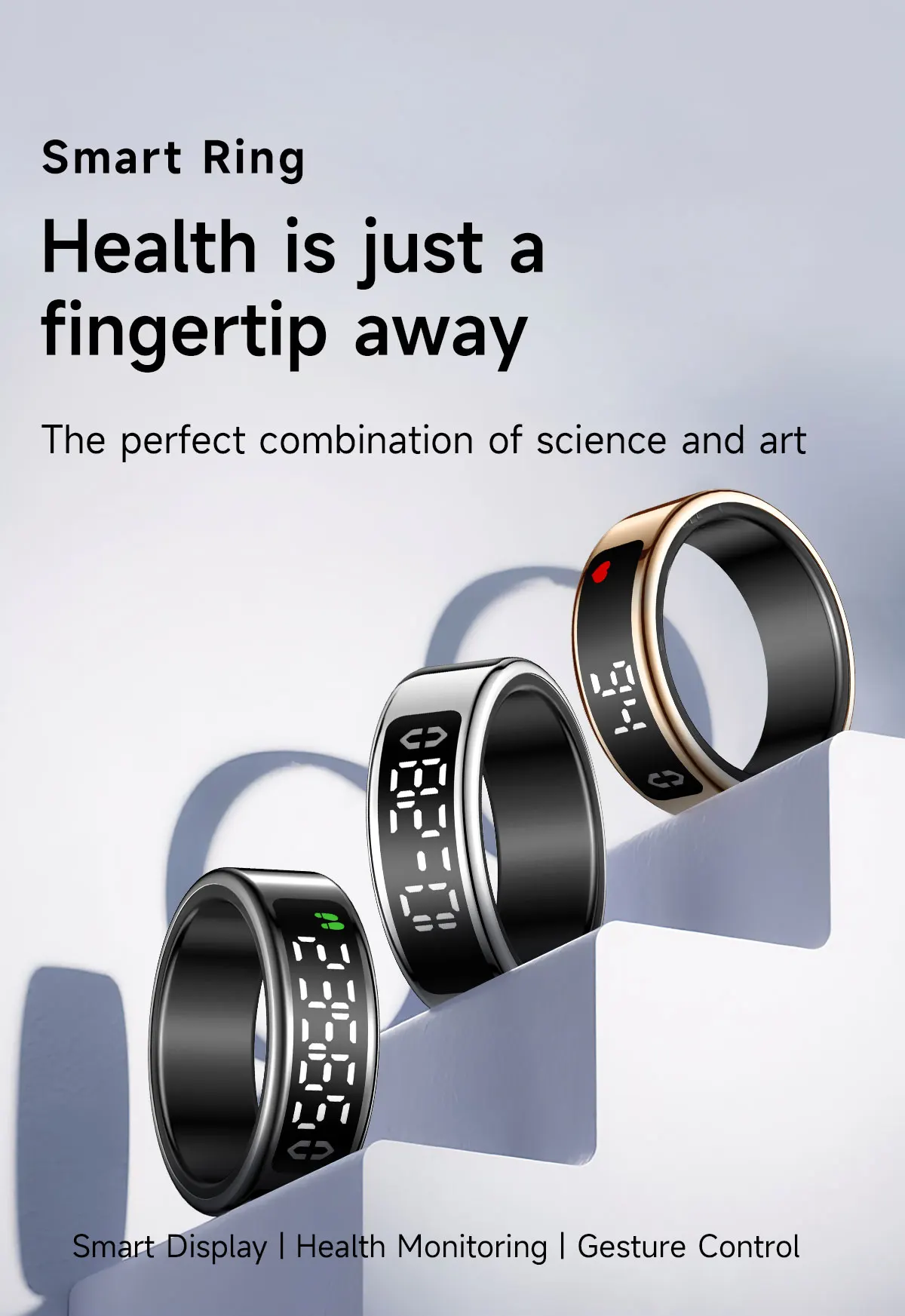 Smart Ring Health Fitness Tracker Heart Rate Sleep Monitor 5Atm Waterproof Smart Jewelry for Men Women