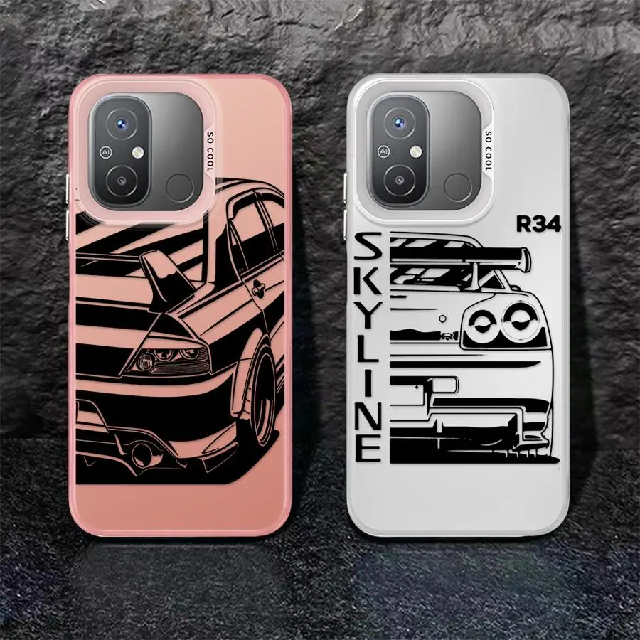 Cool Jdm Car Colored Sliver Phone Case for Redmi 12C 13C 13 X3 NFC X3 Pro A1 A2 Plus A3 A3x Poco C50 C51 C61Shockproof