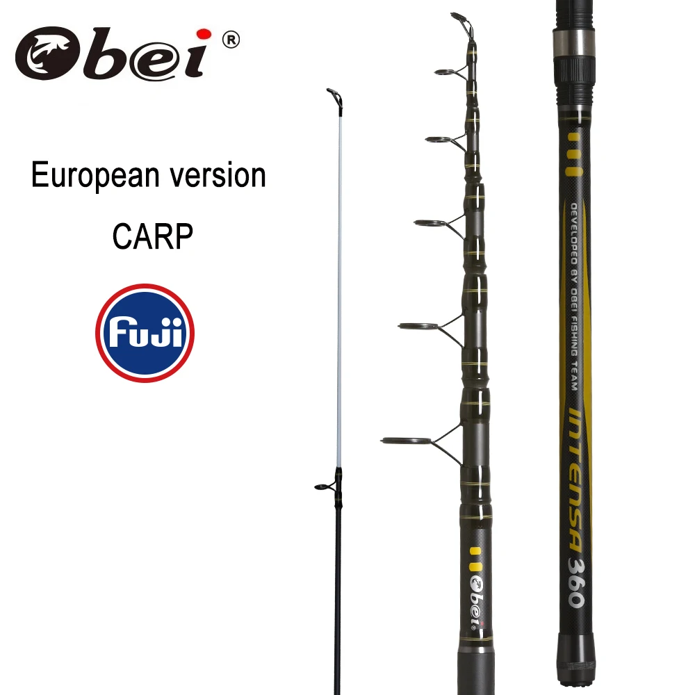 Obei Telescopic Carp Fishing Rod 3.3 3.6m Carbon Fiber Fuji Spinning Rod Pesca 12-25lb Power 80-200g Hard Power Rod