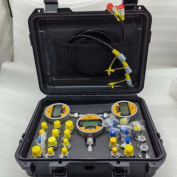 Excavator spare parts hydraulic pressure test kit with 3 Test Hoses 3 Gauges 24 digital pressure gauge