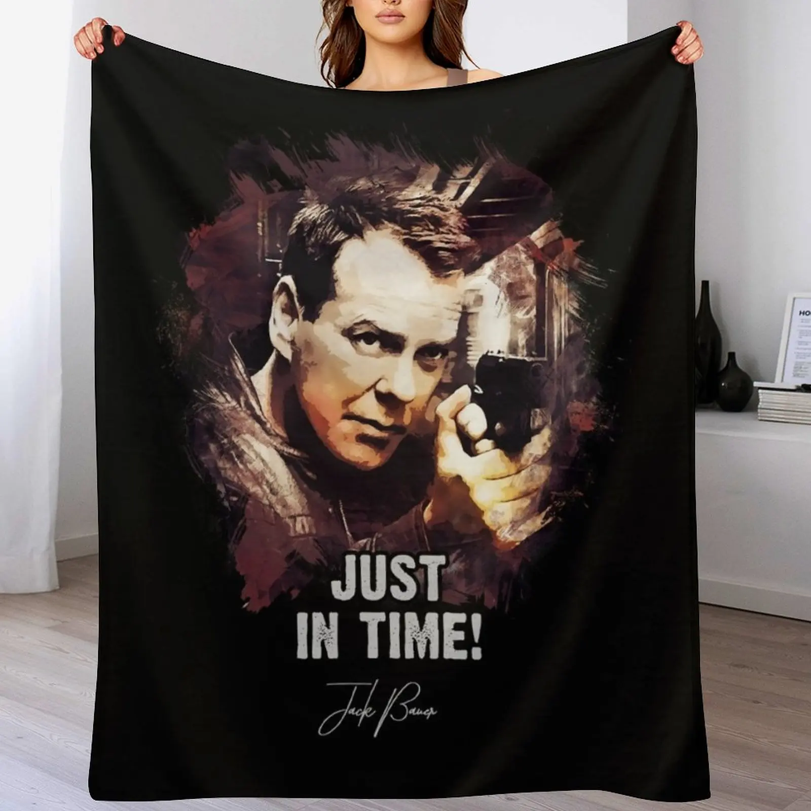 Just In Time - Jack Bauer Throw Blanket Cute Plaid Travel anime Blankets